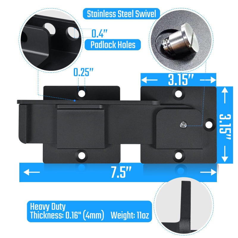 GreaTalent 7.5"" Flip Gate Latch Lock with Padlock Hole, 4mm Heavy Duty Aluminum Alloy Adjustable Door Latch for Sliding and Swing Open Door, Outdoor Gate, Wooden Fence, Barn Door, Shed, Garage, Yard - Image 3